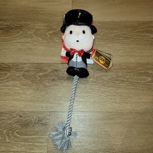 Hasbro Monopoly Milburn Pennybags Squeak & Crinkle Dog Toy Rope New